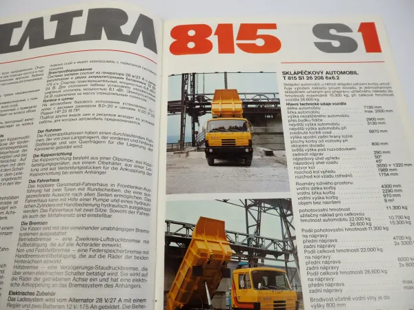 Tatra 815 S1 S3 26 208 Kipper LKW Prospekt in 3 Sprachen ca 1980er CSSR
