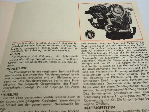Tatra 928 V 8 Zylinder Dieselmotor für Tatra 138 LKW Prospekt ca 1960er