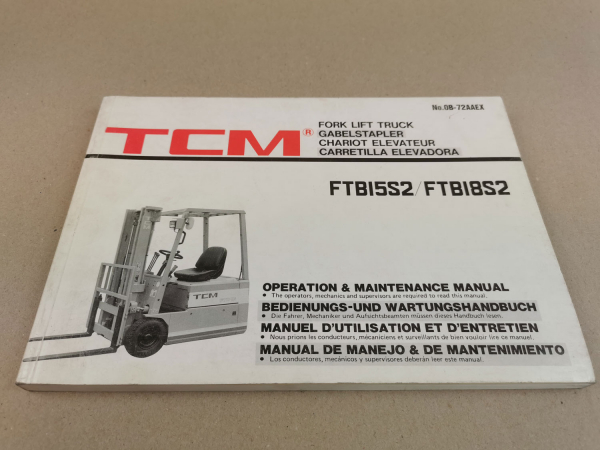TCM FTB15S2 FTB18S2 Stapler Betriebsanleitung Operation Manual Fork lift truck