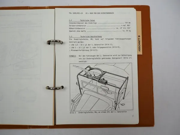 TDv 1005 Dienstvorschrift Drehringlafette MG Betriebsanleitung Ersatzteilliste