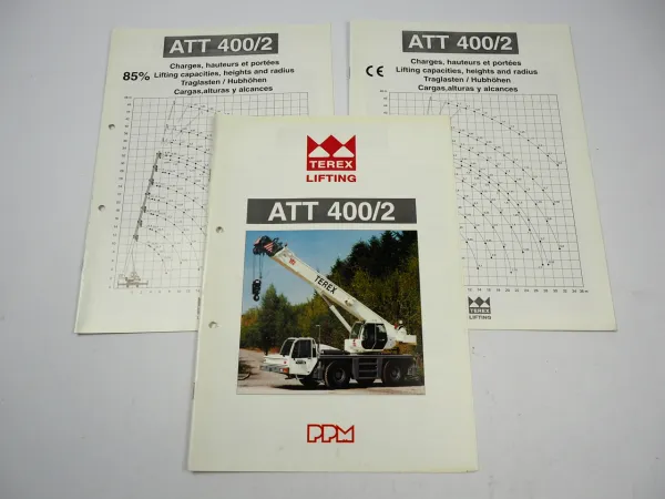 Terex Potain Poclain PPM ATT 400/2 Mobilkran Autokran 3x Prospekt Brochure 1999