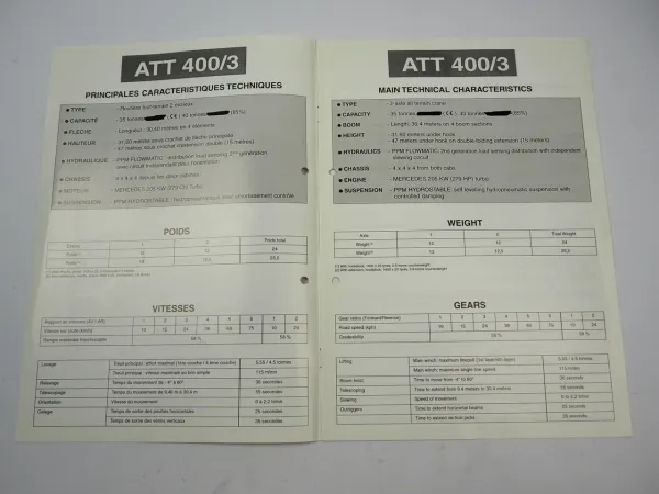 Terex Potain Poclain PPM ATT 400/3 Mobilkran Autokran Prospekt Brochure 2000
