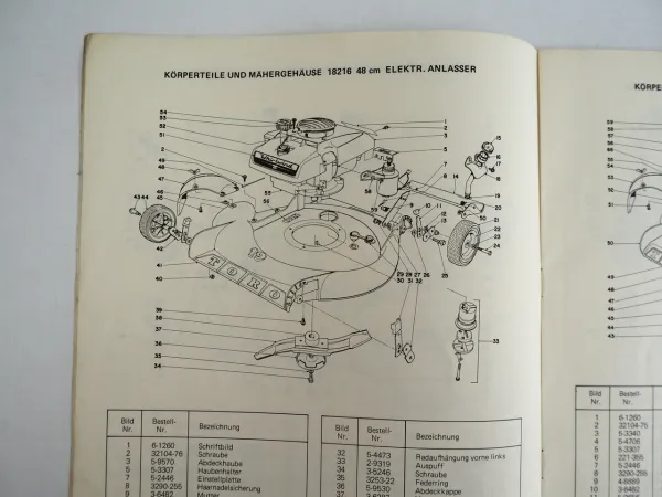 Toro Whirlwind 48 / 53 cm Rasenmäher Ersatzteilliste 1970
