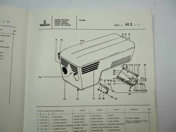 Torpedo Deutz TD 6806 7506 Traktor Ersatzteilliste Parts List Rijeka Jugoslawien