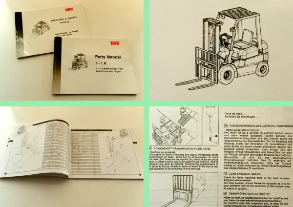 Toyo 1-1.8t Gabelstapler Betriebsanleitung Ersatzteilliste service manual part