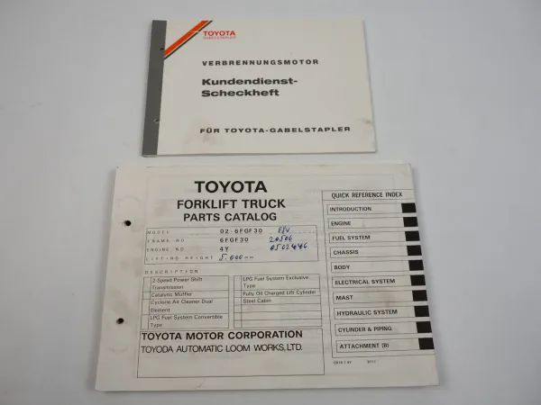 Toyota 02-6FGF30 Gabelstapler Forklift Truck Parts Catalog Ersatzteilliste 1997