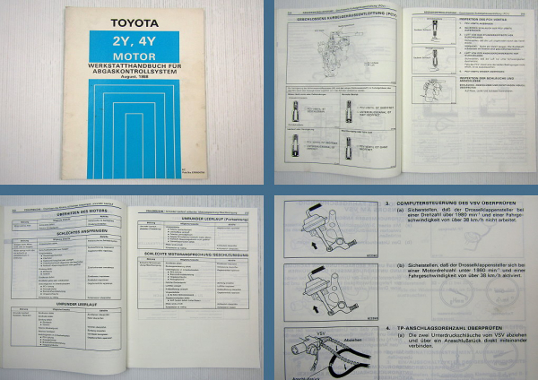 Toyota 2Y 4Y Abgaskontrollsystem Werkstatthandbuch Hilux YN85 - YN110 1988