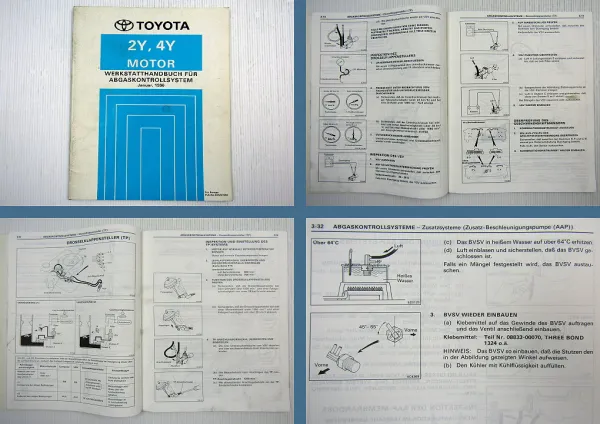 Toyota 2Y 4Y Abgaskontrollsystem Werkstatthandbuch Hilux YN85 - YN110 1990