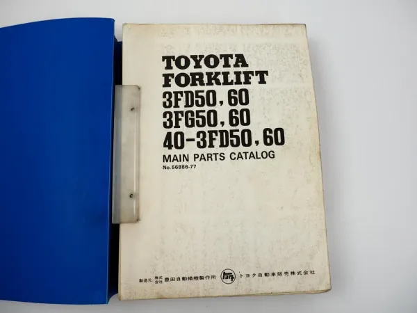 Toyota 3FD 3FG 40-3FD 50 60 Forklift Parts Catalog Ersatzteilliste 1977