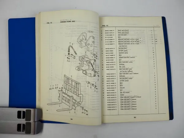 Toyota 3FD 3FG 50 60 40-3FD 50 60 FD70 Forklift Attachment Parts Catalog 1981