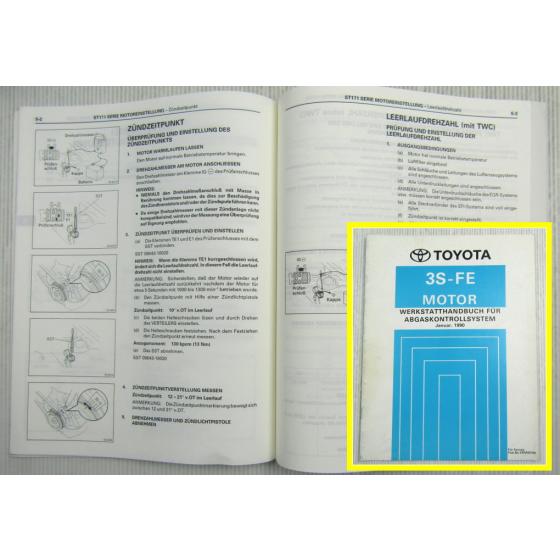 Toyota 3S-FE Motor MR2 Corona Abgaskontrollsystem Werkstatthandbuch 01/1990