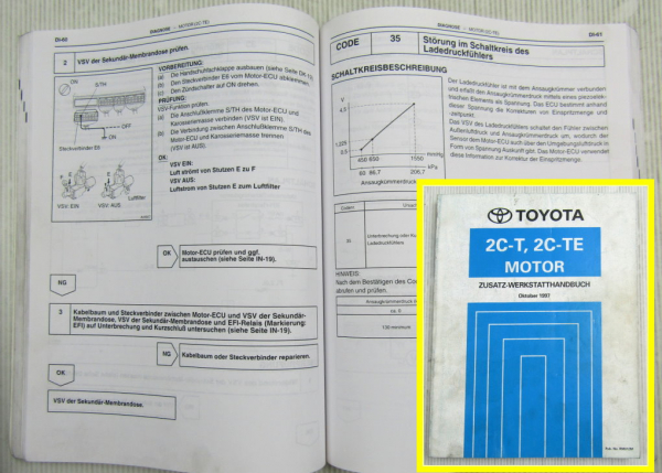 Toyota Avensis Corona 2C-T 2C-TE Motor Zusatz Werkstatthandbuch CT220 1997