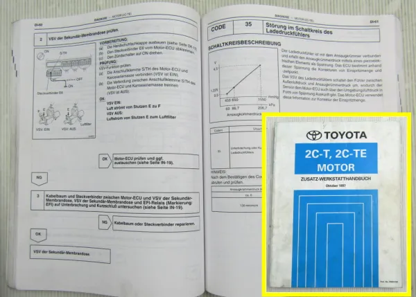 Toyota Avensis Corona 2C-T 2C-TE Motor Zusatz Werkstatthandbuch CT220 1997