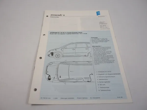 Toyota Avensis Verso 2.0 16V 2001 Eberspächer Hydronic B5WSC Einbau Standheizung