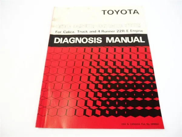 Toyota Celica 22RE Truck 4Runner Engine 22R-E Diagnosis Manual with TCCS 1985