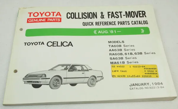 Toyota Celica Parts Catalog 1981 - TA6 TA60B / RA6 / AA63B / SA63B / MA61B