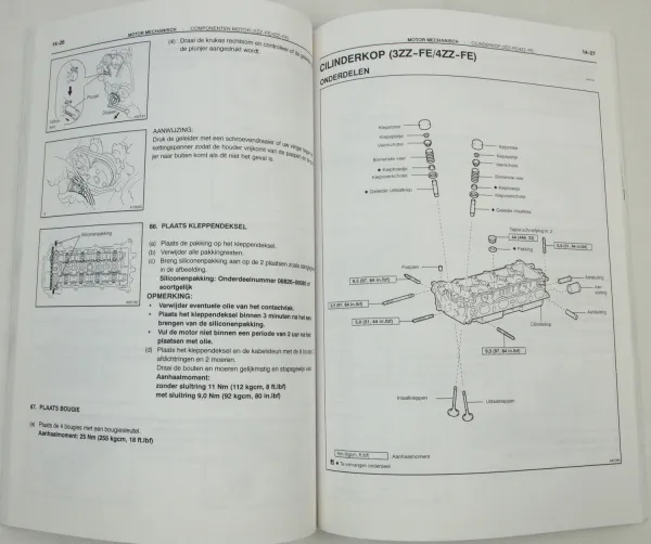 Toyota Corolla ZZE120 ZZE121 Motor 3ZZ-FE 4ZZ-FE Reparatiehandboek 2001