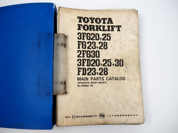 Toyota FD/FD 23 28 3FG/3FD 20 25 30 2FG30 Forklift Main Parts Catalog 1978