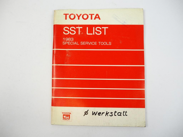 Toyota Forklift Special Service Tools List Spezialwerkzeuge Gabelstapler 1983
