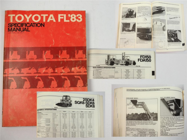 Toyota Forklift Trucks Specification Manual 1983 Werkstatthandbuch Gabelstapler