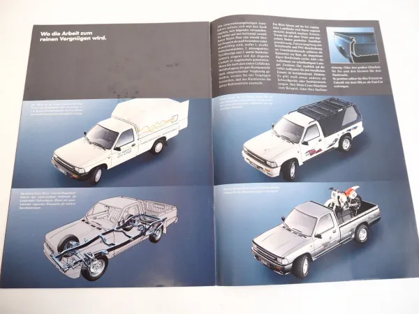 Toyota Hilux PKW 3x Prospekt Technische Daten Ausstattung 1989/92