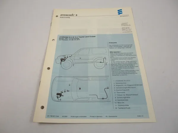 Toyota Land Cruiser Bj. 1999 Eberspächer Hydronic B5WS Einbau Standheizung