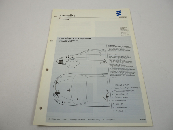 Toyota Paseo Bj. 1997 Eberspächer Hydronic B4WSC Einbau Standheizung