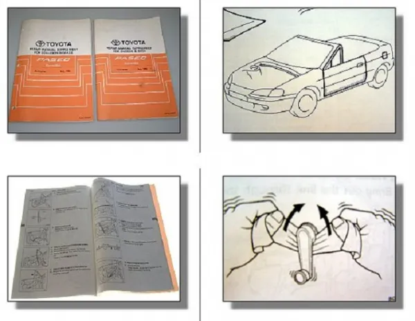 Toyota Paseo Convertible EL54 Repair manual chassis & body and Collision Damage