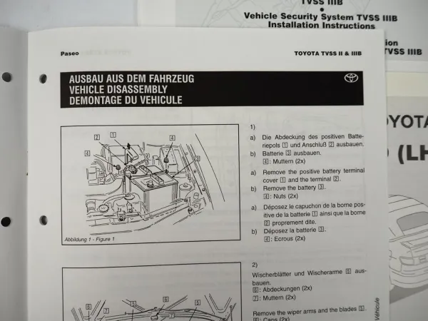 Toyota Paseo EL54L TVSS 3B Security Alarm System Einbauanleitung Schaltplan