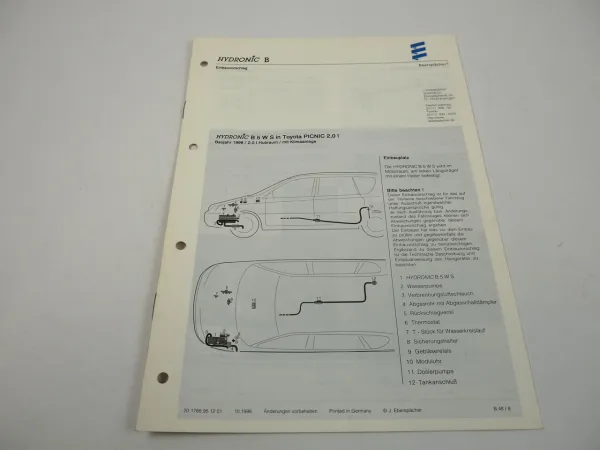 Toyota Picnic 2,0l Bj. 1998 Eberspächer Hydronic B5WS Einbau Standheizung