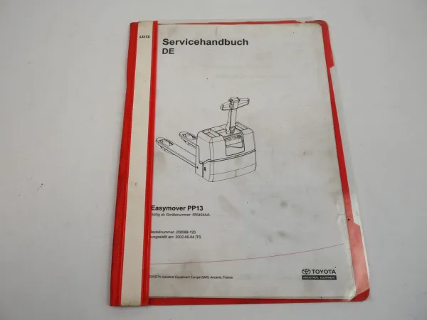 Toyota PP13 Easymover Hubwagen Elektrik Servicehandbuch 2002