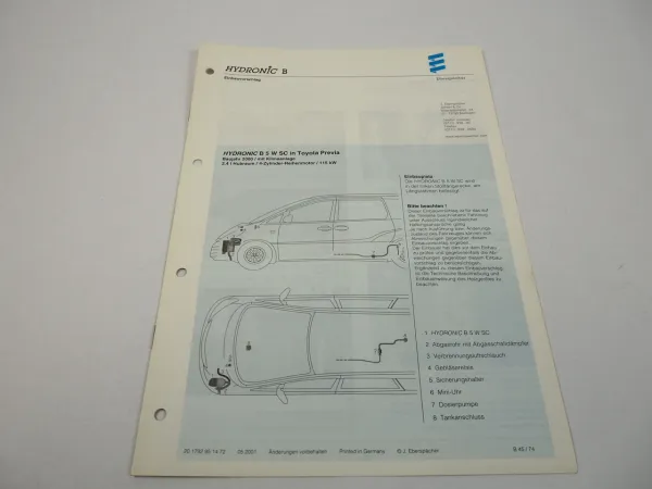 Toyota Previa Bj. 2000 Eberspächer Hydronic B5WSC Einbau Heizgerät