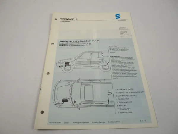 Toyota RAV 4x4 4x2 Bj. 2000 Eberspächer Hydronic B5WSC Einbau Heizgerät