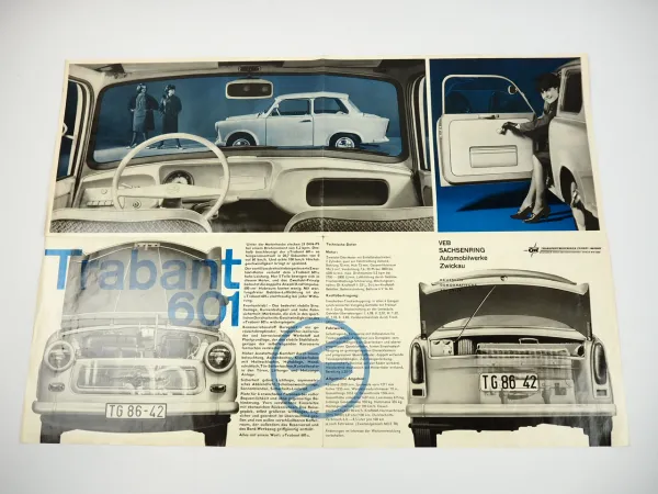 Trabant 601 Prospekt Poster Sachsenring Zwickau DDR 1963
