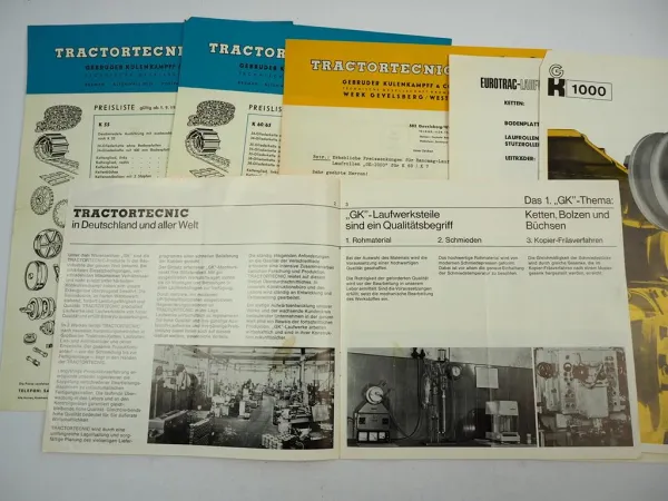 Traktortecnic Kulenkampff Grevelsberg Raupenketten 6x Prospekt 2x Preisliste1964