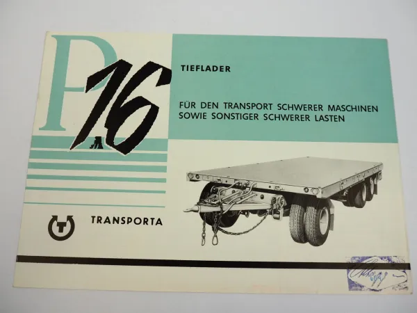 Transporta P16 Tieflader für schwere Lasten LKW Prospekt Motokov 1968 CSSR