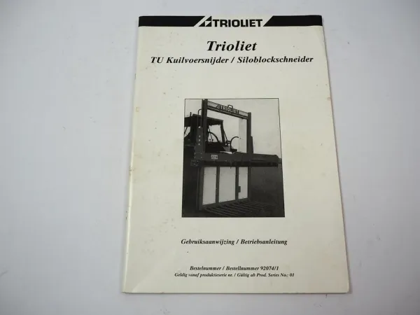 Trioliet TU 115 145 170 195 Siloblockschneider Betriebsanleitung 1995