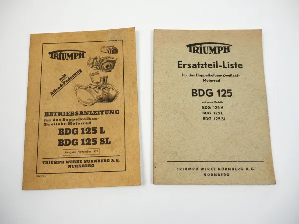 Triumph BDG 125 L SL Motorrad Betriebsanleitung Ersatzteilliste 1950er Jahre