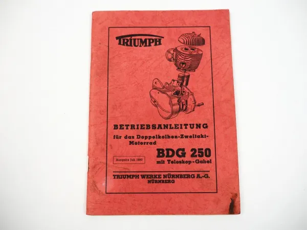 Triumph BDG 250 Motorrad Betriebsanleitung Bedienunganleitung 1950