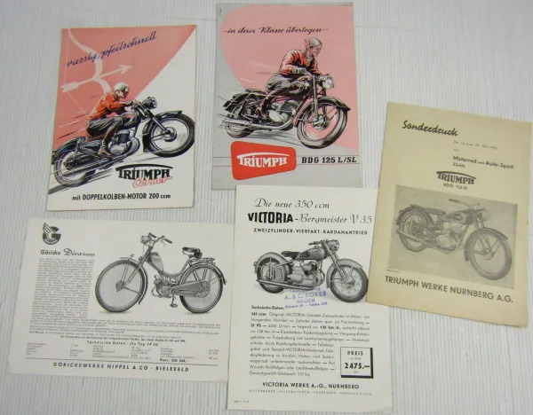 Triumph Cornet BDG 125 H/L/SL Bergmeister V35 Prospekte brochures