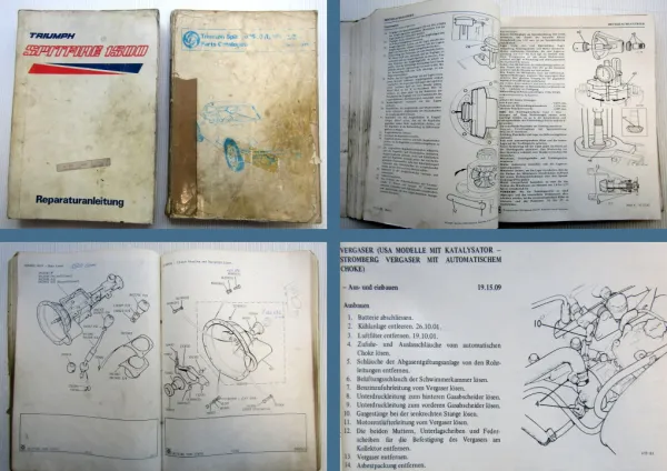 Triumph Spitfire 1500 Reparaturanleitung Spare Parts List Parts Catalog ca 1977