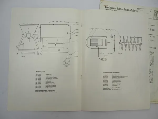 Uelzener Maschinenfabrik Putzknecht S48 Betriebsanleitung Ersatzteilliste 1974