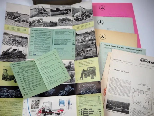 Unimog 401 411 in der Landwirtschaft Prospekt Mappe 1955/1958 20tlg.