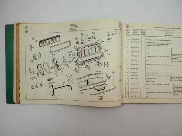 Unimog 403 406 416 Motor OM 352 353 Ersatzteilliste 1971 Ausgabe E