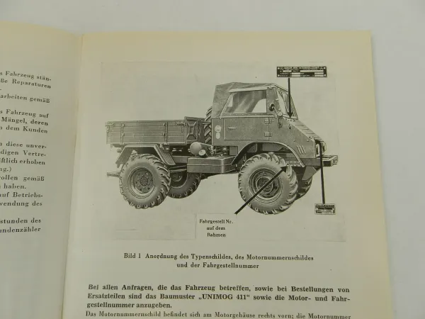 Unimog 411 Typ C Zugmaschine 34 PS Betriebsanleitung 1969