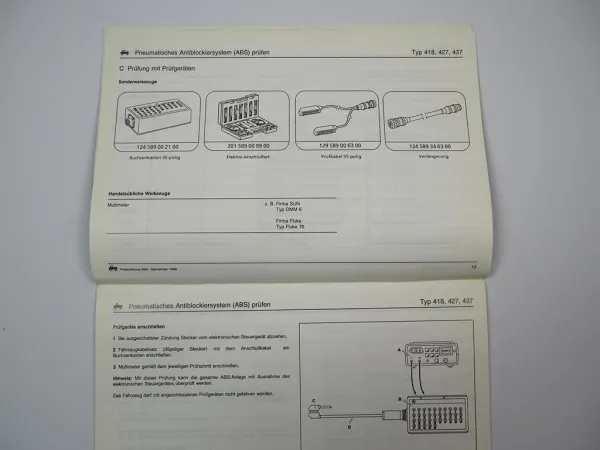 Unimog 418 427 437 Prüfanleitung pneumatisches ABS Kundendiensthandbuch 1999
