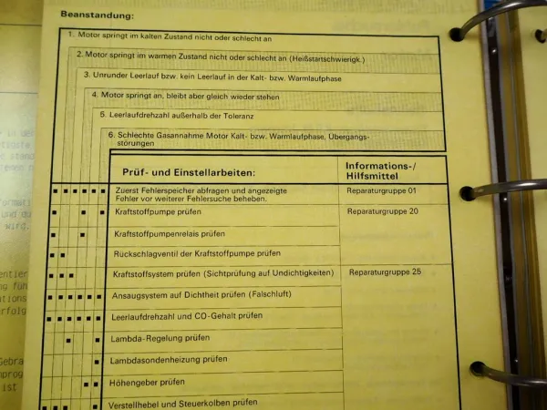 VAG Fehlersuche Motor Heizung Klimaanlage Karosserie Reifen Audi VW Golf T3 T4