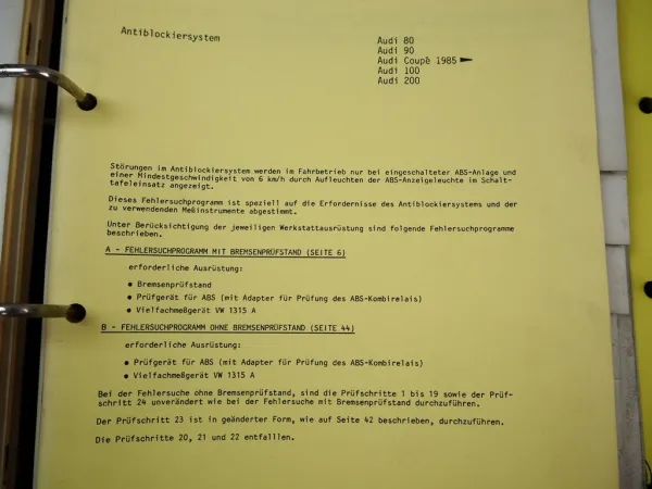 VAG Fehlersuche Motor Klimaanlage Karosserie Reifen Audi 80 100 200 VW Bus Golf