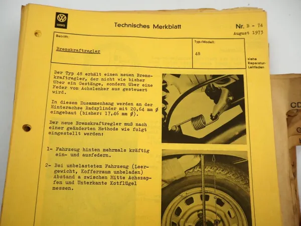 VAG Service VW Typ 1 2 3 4 Technisches Merkblatt Technische Merkblätter 1973 - 1975