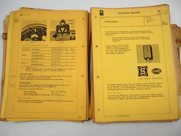VAG Service VW Typ 1 2 3 4 Technisches Merkblatt Technische Merkblätter 1973 - 1975